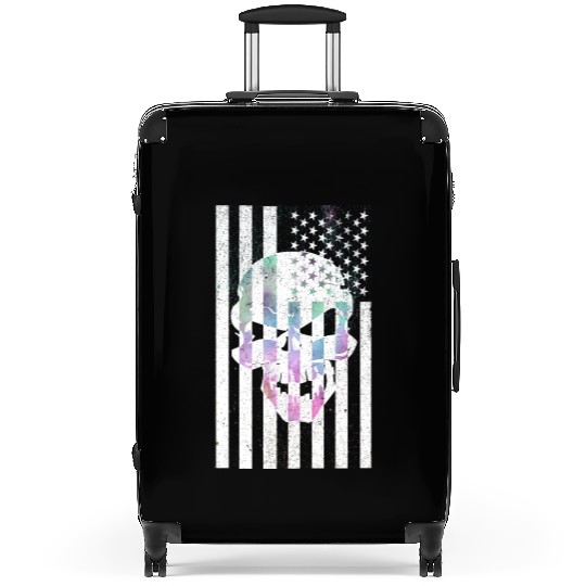 Cosmic Skull Usa Flag Suitcases