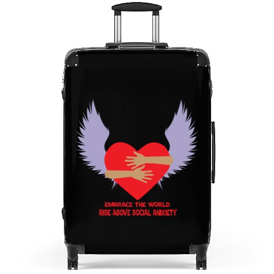 embrace the world rise above anxiety Suitcases
