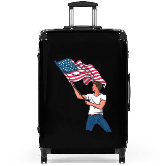 Waving Usa Flag Suitcases