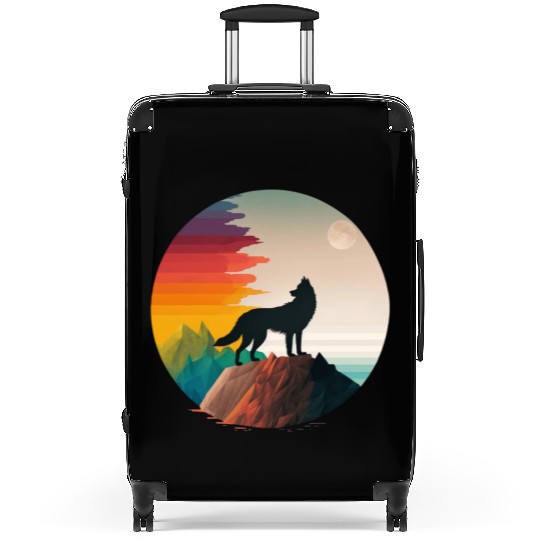 LGBTQIA+ Majestic wolf on the mountain top Suitcases