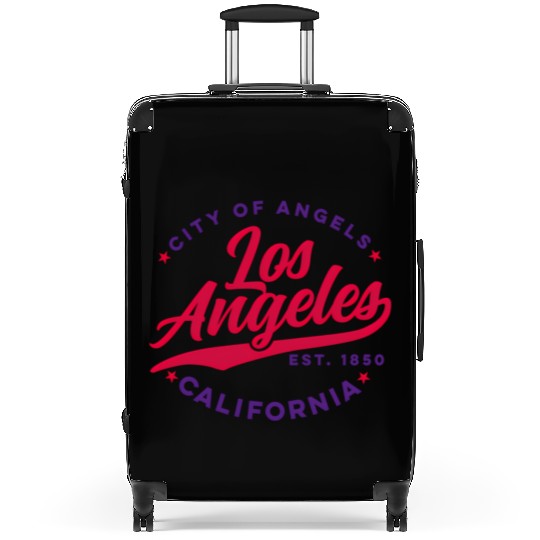 Los Angeles City Of Angels California Red Text Suitcases