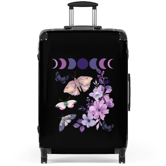 Violet Purple Moon Moth Flower Suitcases