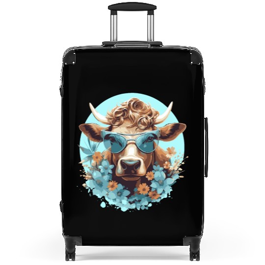 a cow with sunglasses Suitcases