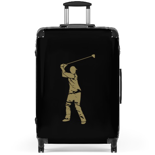 Golf Golfer Silhouette - White Grunge Design Suitcases