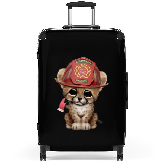 Cute Cheetah Cub Firefighter Suitcases