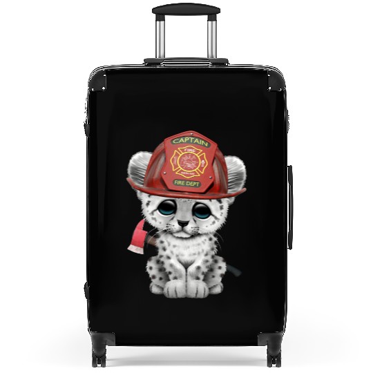 Cute Snow Leopard Cub Firefighter Suitcases