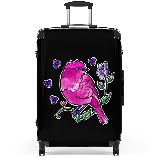 Fuchsia Pink Bird Suitcases