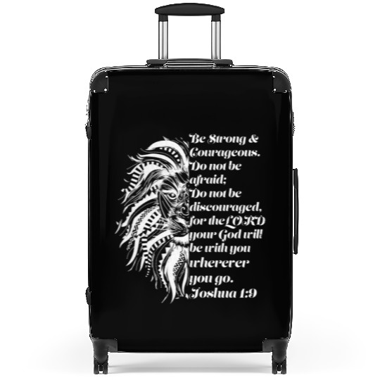 Christian Lion Joshua 19 Be Strong, Courageous Bib Suitcases