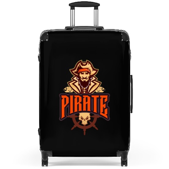pirate skull halloween ship Suitcases
