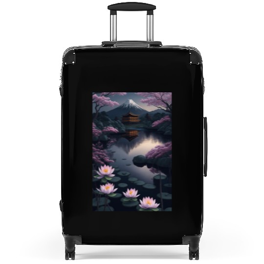 Asia Landscape by night Serene Mount Fuji Suitcases