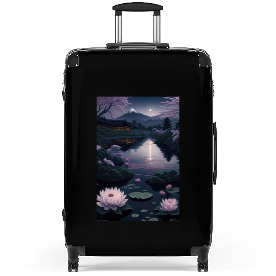 Asia Landscape by night Serene Mount Fuji Suitcases