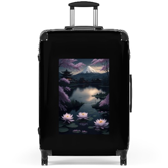 Asia Landscape by night Serene Mount Fuji Suitcases