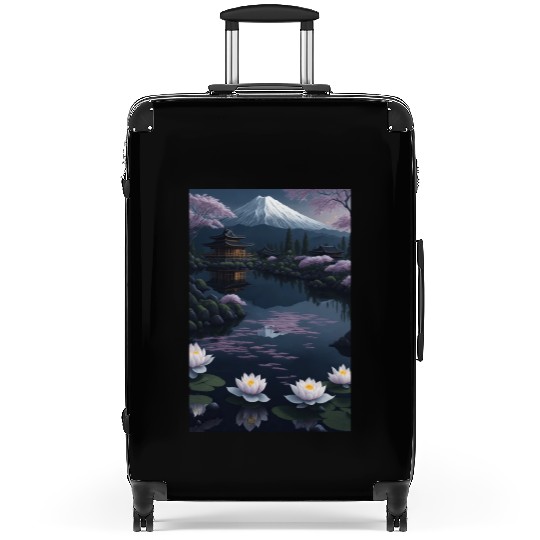 Asia Landscape by night Serene Mount Fuji Suitcases