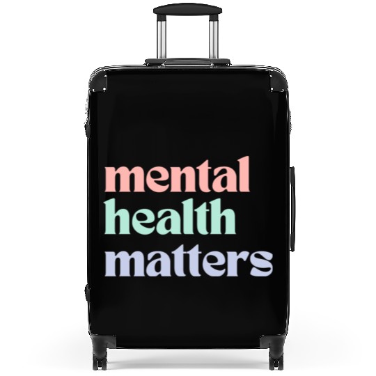 Mental Health Matters | Retro Quote Pastel Rainbow Suitcases