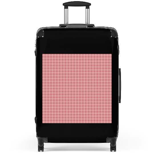 Retro Checkered Pattern Coral Red Suitcases