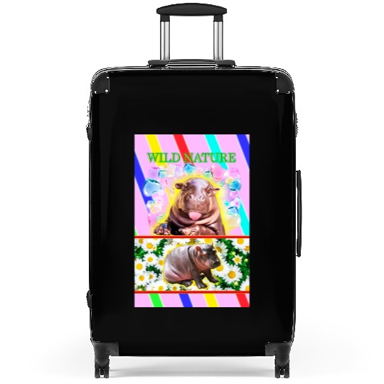WILD NATURE. HIPPO design collection.poster Suitcases