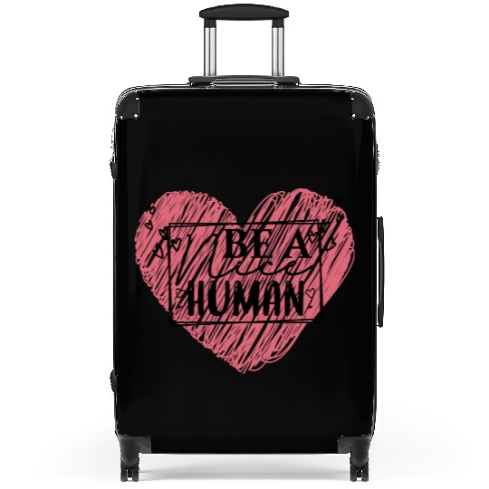 Be a Nice Human Red Heart Artwork - Bold Reminder Suitcases