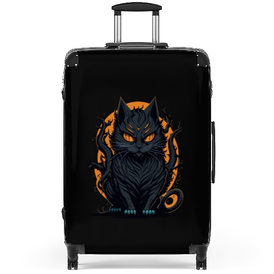 A scary cat Halloween character Suitcases design