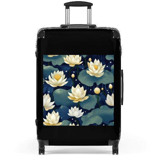Serenity Blooms: Timeless Lotus Pattern Suitcases