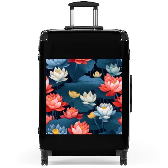 Serenity Blooms: Timeless Lotus Pattern Suitcases