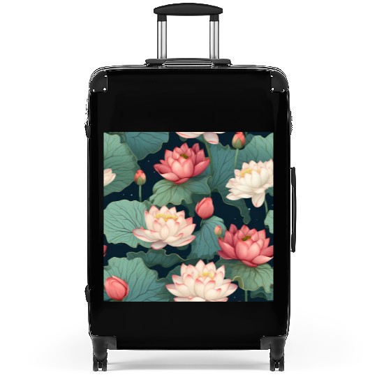 Serenity Blooms: Timeless Lotus Pattern Suitcases