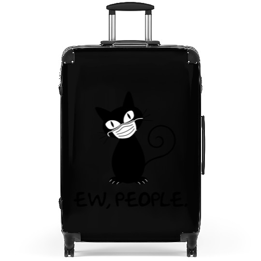 Funny Ew People Black Cat Face Mask Suitcases