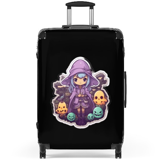 Cute Cartoonish Necromancer Summoning Friends Suitcases