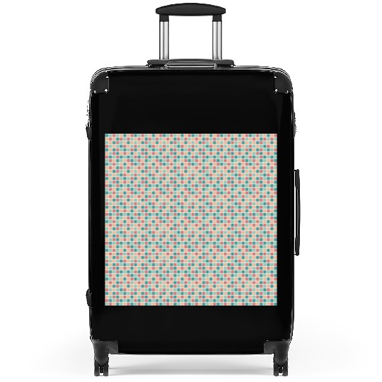 Retro Checkered Pattern Yellow Teal Coral Suitcases