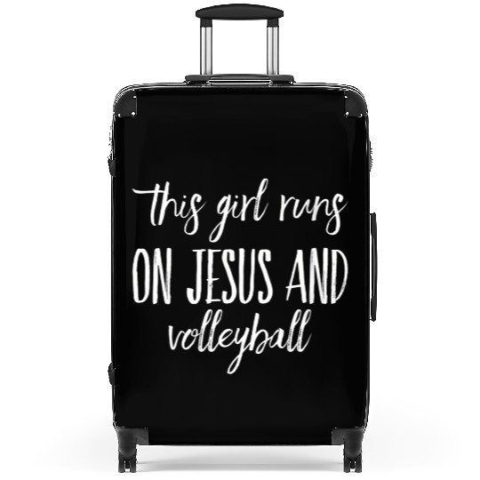 This Runs On Jesus And Volleyball Christian Suitcases