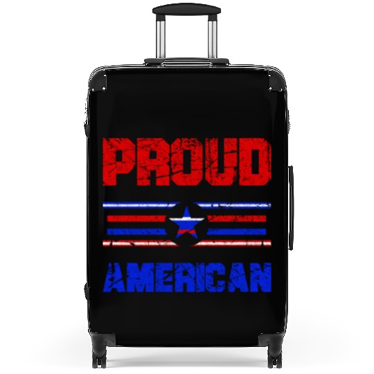 Proud American USA Flag, Patriotic 4th of July Suitcases
