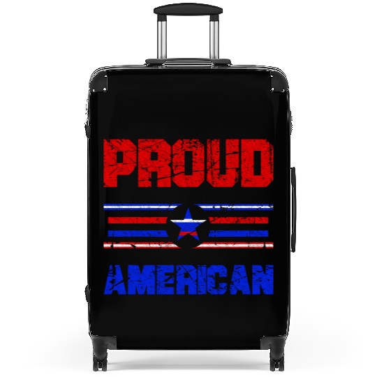 Proud American USA Flag, Patriotic 4th of July Suitcases