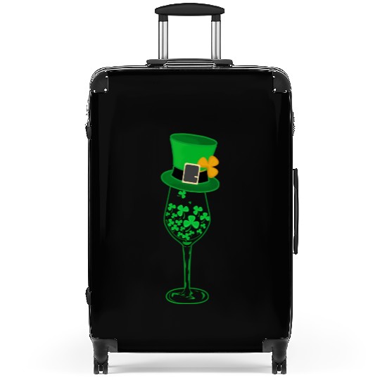Irish Green Shamrock St Patrick's Day Wine Drinkin Suitcases