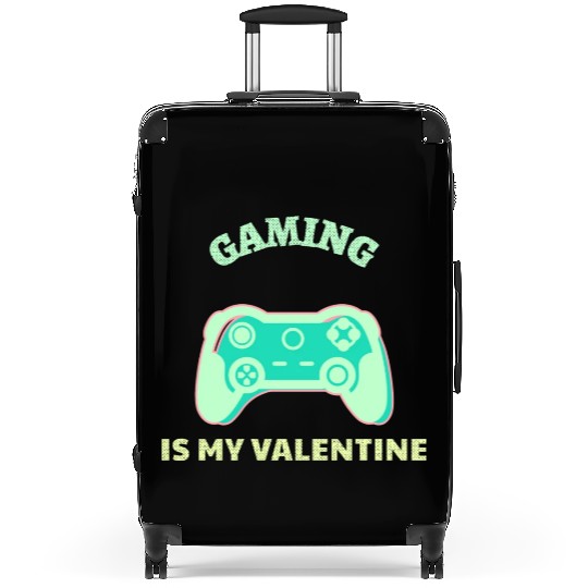 Gaming Is My Valentine Light Green Suitcases