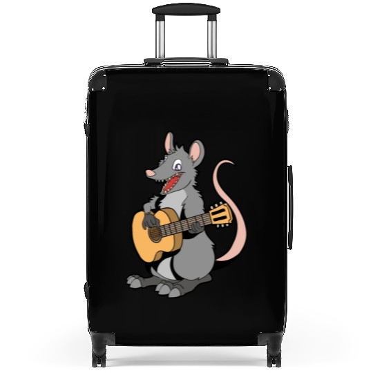 Comic Opossum Playing Guitar Suitcases
