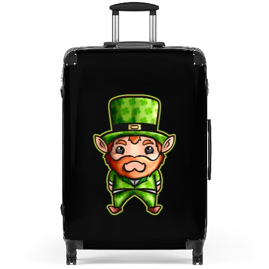 Cute Kawaii Irish Elf With Shamrock Hat For St Suitcases