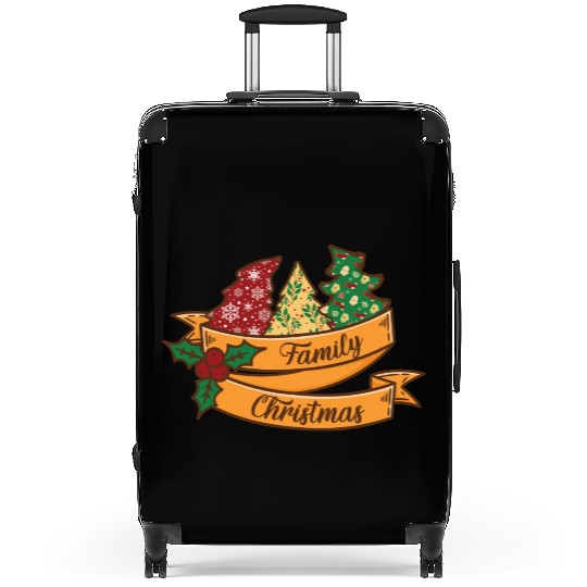 Xmas Family Christmas Mistletoe Fir Tree Suitcases