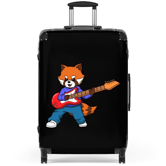 Comic Red Panda Playing Electric Guitar Suitcases