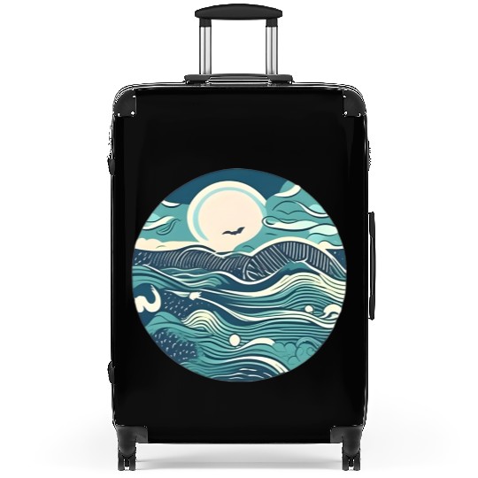 Sea waves in circle Suitcases