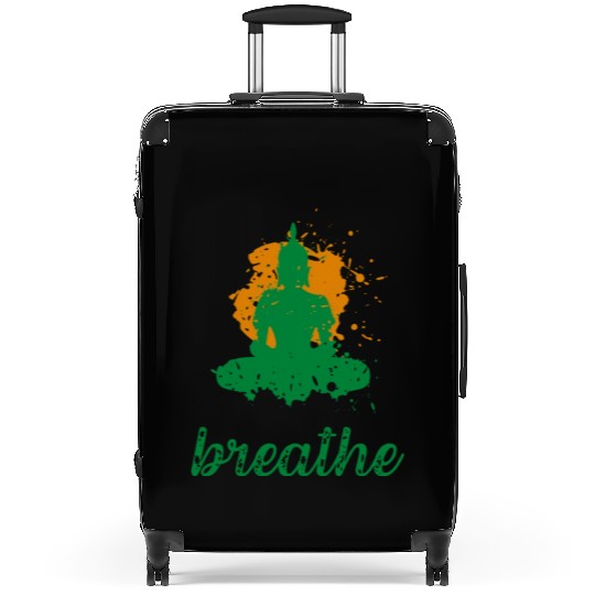 Breathe quote Buddha graphic Suitcases