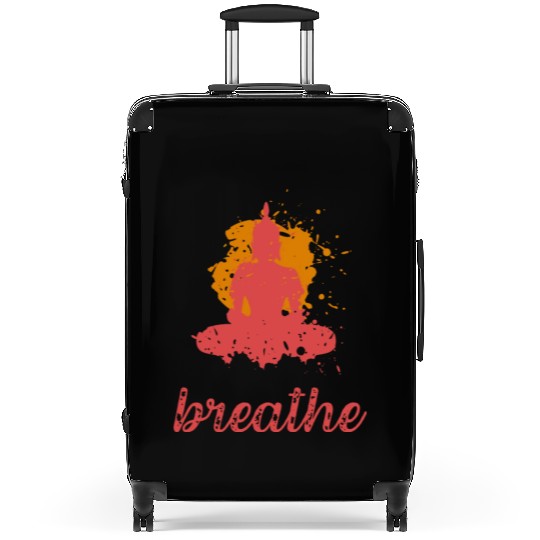 Breathe quote Buddha graphic Suitcases