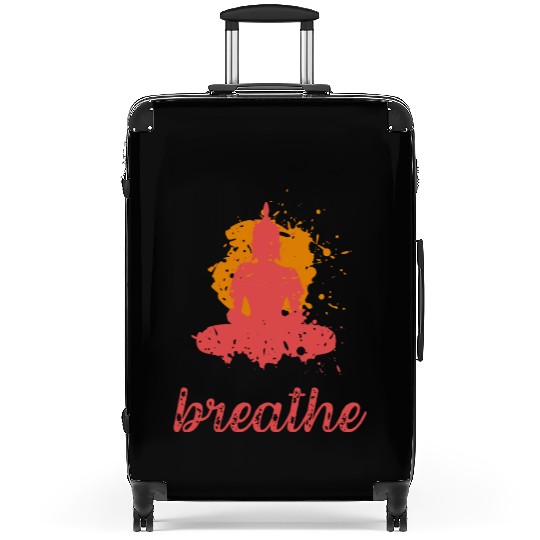 Breathe quote Buddha graphic Suitcases