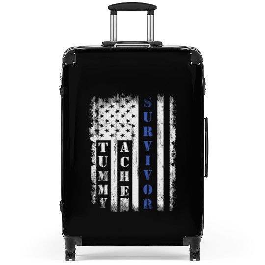 Tummy Ache Survivor Us Flag Stomachache Ibs Funny Suitcases