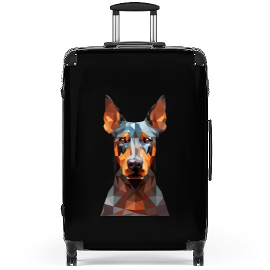 geometric Doberman: Polygon Art Suitcases