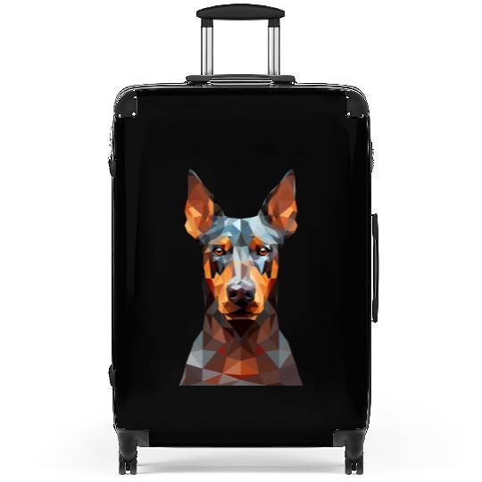 geometric Doberman: Polygon Art Suitcases