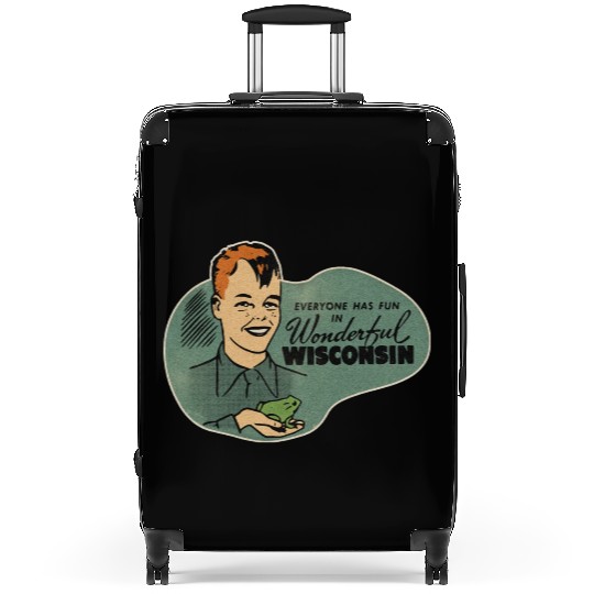 Vintage Wisconsin Tourist Frog Weird Kid Suitcases