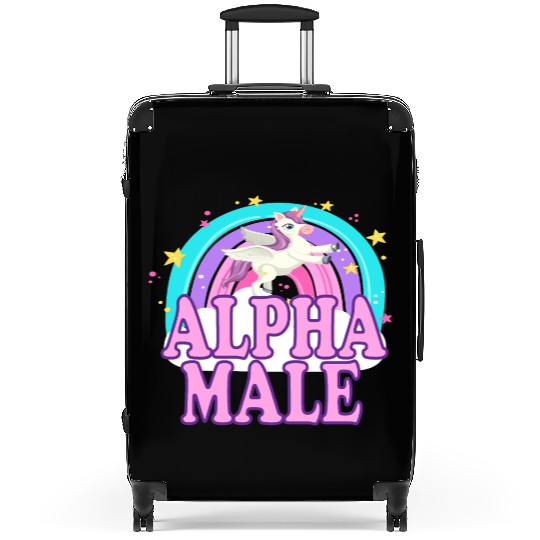Ironic Alpha Male Unicorn Rainbow Funny Suitcases
