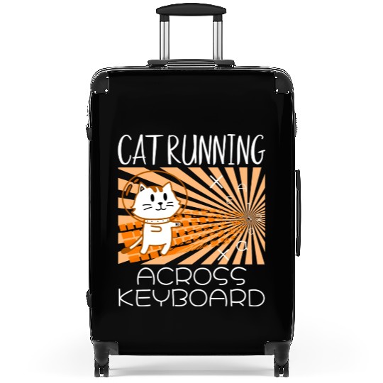 Cat Running Keyboard Across The Space Cat Riding Suitcases