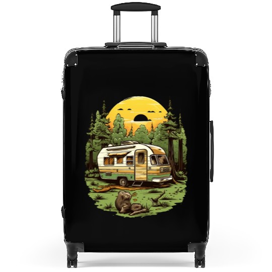 Camping, sunset, nature, freedom, gift Suitcases