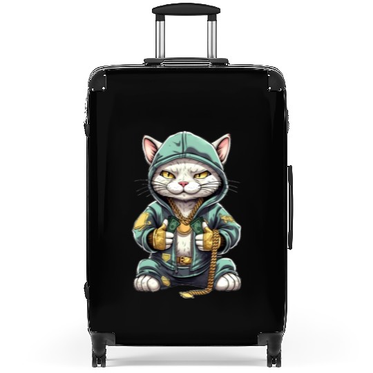 Funny Hip Hop Cat Lover Design Suitcases