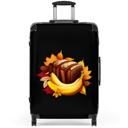 Autumnal Banana Bread: Delight Amidst Colorful Lea Suitcases